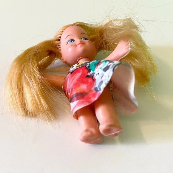 Vintage Liddle Kiddle Clone Doll Marked K H Blonde Hair 3 Inch Tall - Picture 3 of 10
